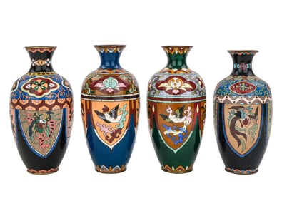 Japanese Meiji Cloisonne Enamel Vases