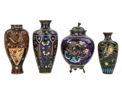 Japanese Meiji Cloisonne Enamel Vases