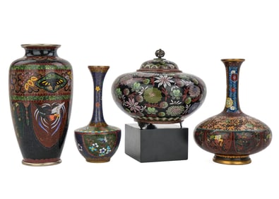 Japanese Meiji Cloisonne Enamel Vessels
