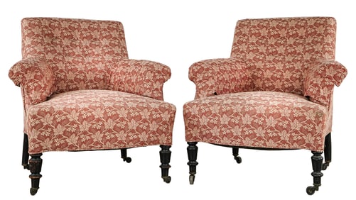Pair of Small Red Boudoir chairs