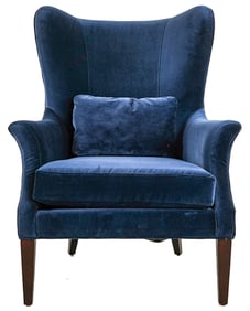 Precedent Blue Velvet Wing Chair