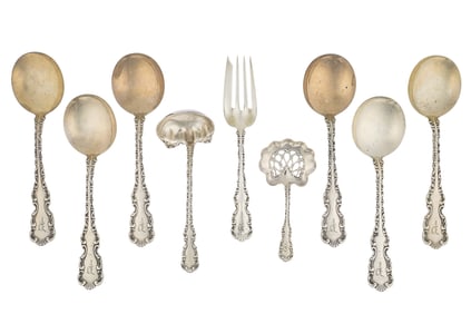 9 pcs. Whiting Louis XV Sterling Flatware