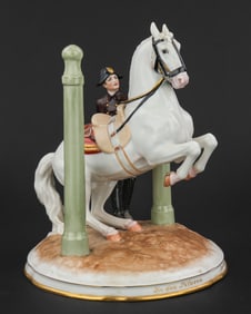Vienna Porcelain Figure of Soldier and Horse