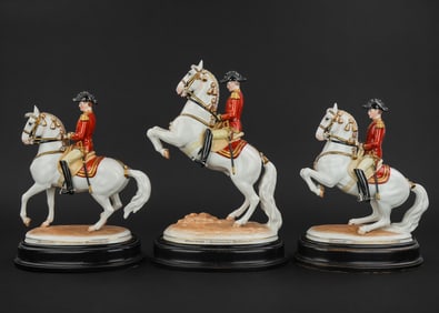 3 Vienna Porcelain Lipizzaner Horseman Figures