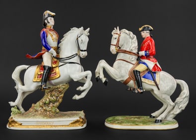 2 European Porcelain Equestrian Figurines