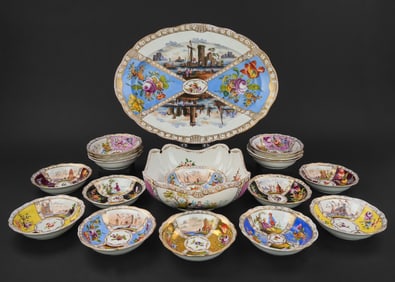20 pc. Meissen Hand Painted Porcelain Dessert Set