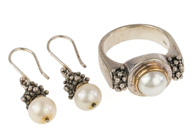 Michael Dawkins 14k & Sterling Ring & Earrings