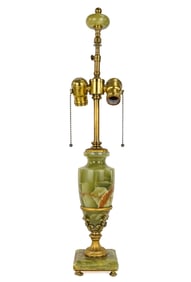 French Gilt Brass & Onyx Table Lamp