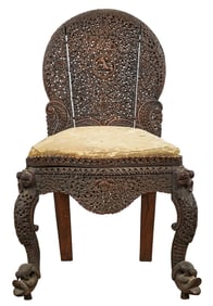 Anglo Indian Carved Hardwood Side Chair