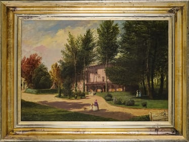 Circa 1850 American School Landscape "Mt Hope PA"