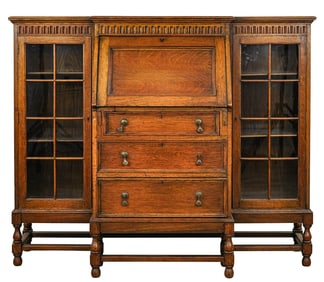 Unusual Oak double side by side Desk