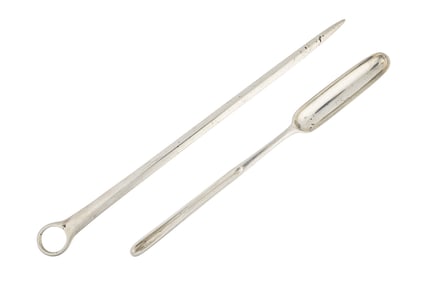 18th c. London Sterling Skewer and Marrow Scoop