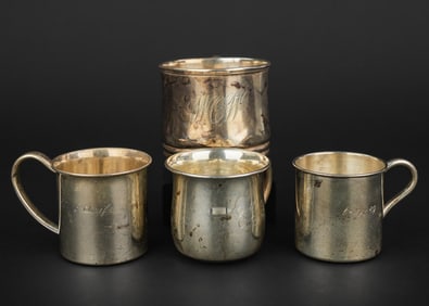 Group of 4 Sterling Silver Child's Mugs
