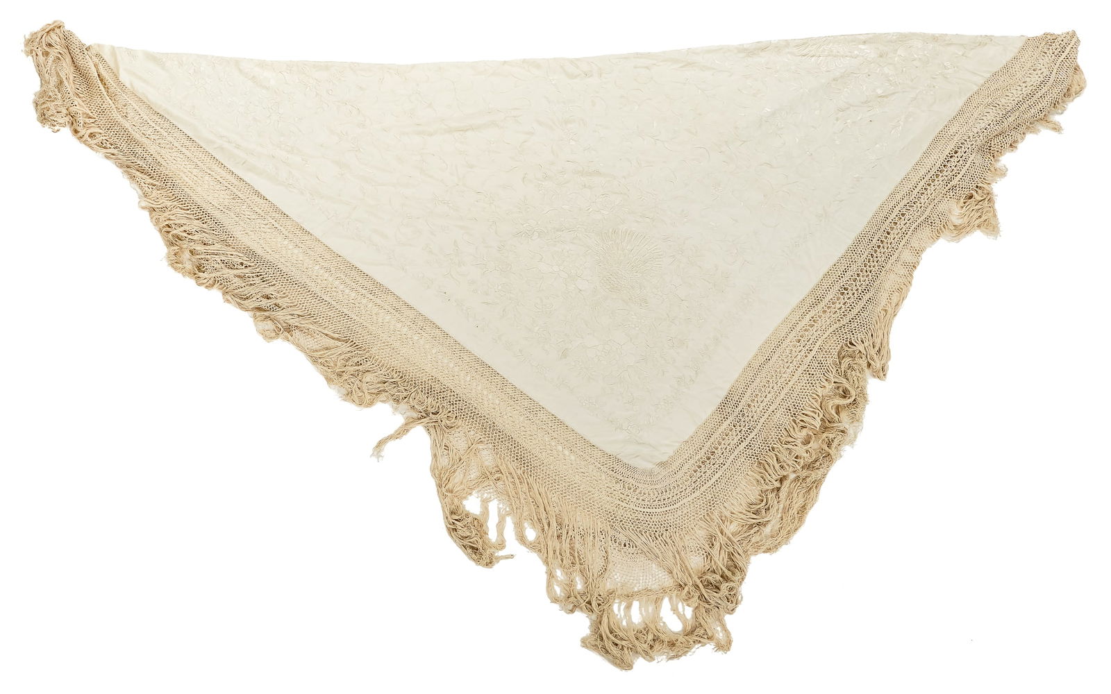 Late 19th c Chinese Silk Shawl (1 of 4)