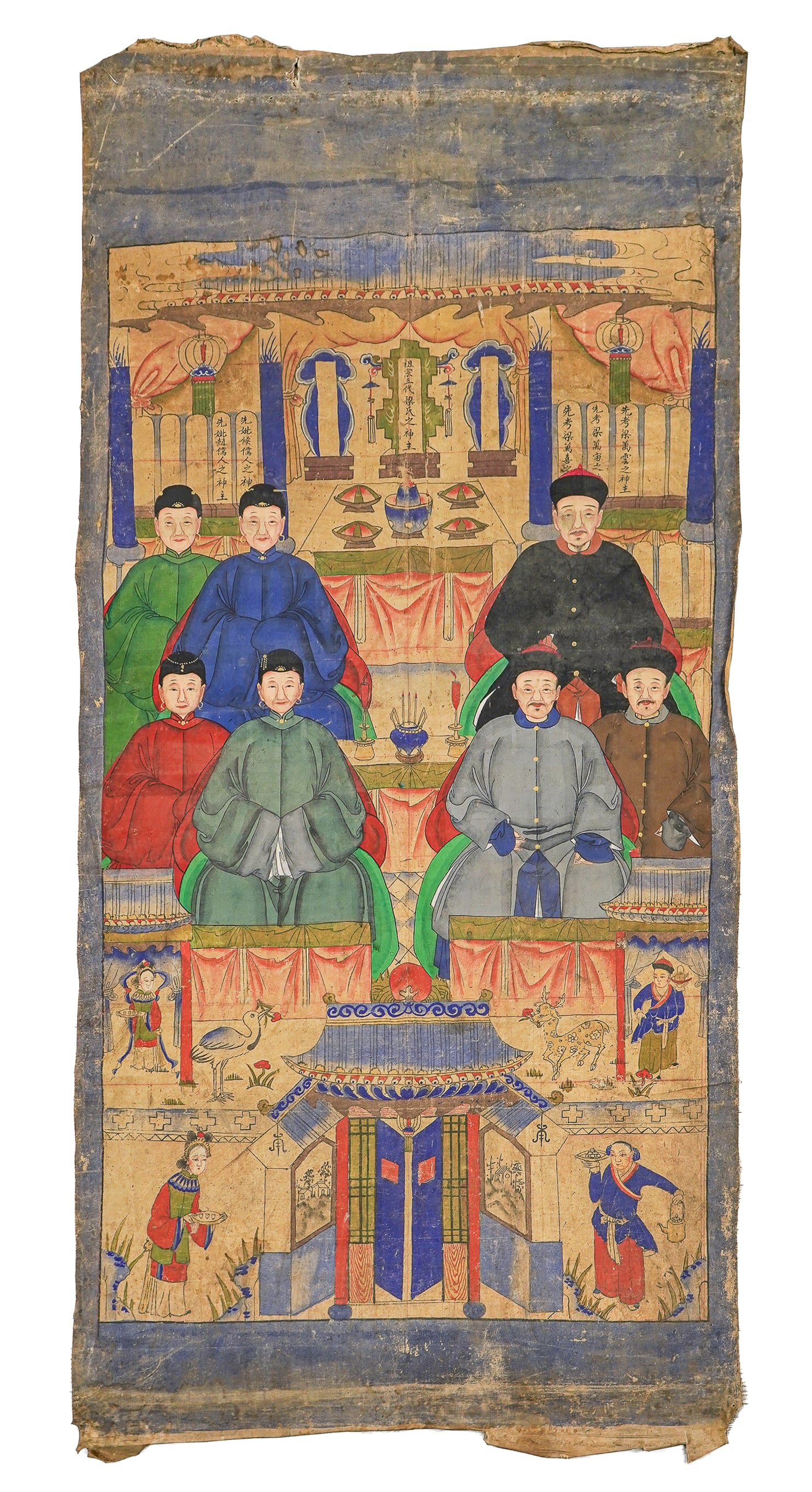 19th c Chinese Ancestor Painting on Linen (1 of 1)