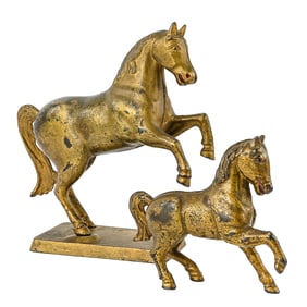 Antique Brass Rearing Horse Coin Banks (Pair)