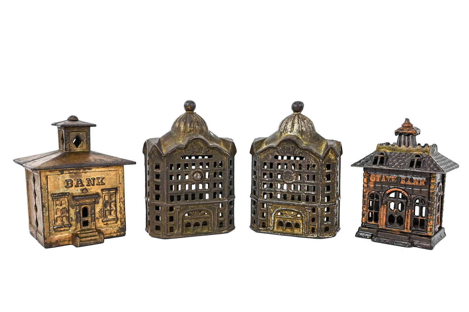 Mixed Cast Iron and Brass Still Banks (4 Pieces) (1 of 14)