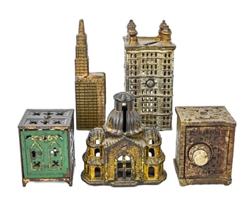 Mixed Cast Iron Still Banks (5 Pieces)