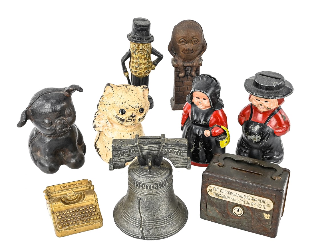 Mixed Still Banks Including Hubley & Novelty Types (9 Pieces) (1 of 12)