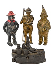 Cast Iron Figural and Novelty Banks (4 Pieces)