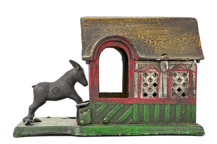 J. & E. Stevens “Mule Entering Barn?? Mechanical Bank