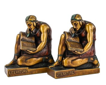 Pompeian NY Bronze Roman Figure Bookends (Pair)