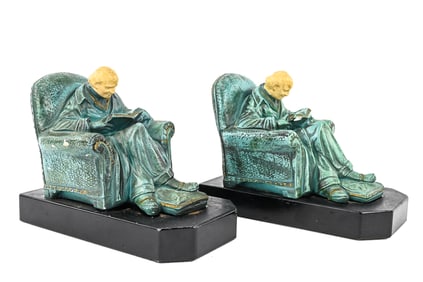 J. Ruhl Ivorine "Man Reading" Bookends (Pair)