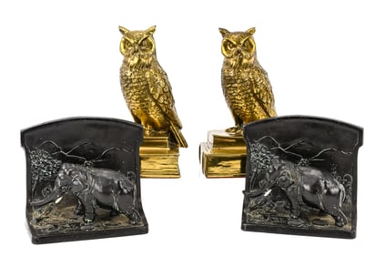 Bronze & Brass Bookends (3 Pairs)