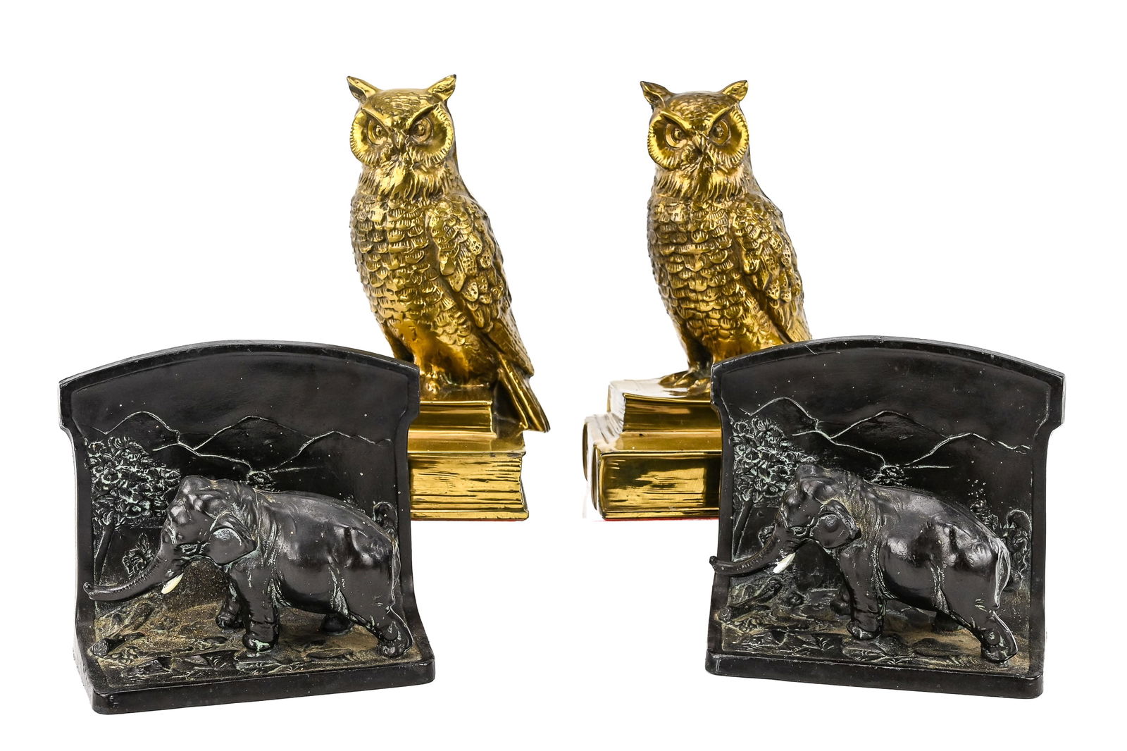 Bronze & Brass Bookends (3 Pairs) (1 of 9)