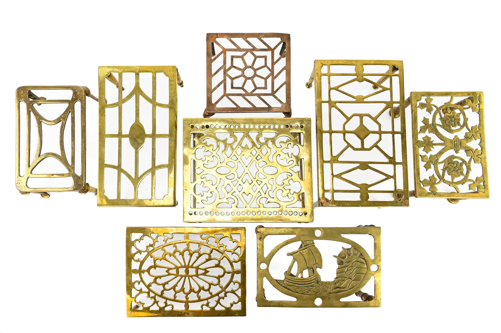 Group of 8 Brass Stand Trivets (1 of 6)