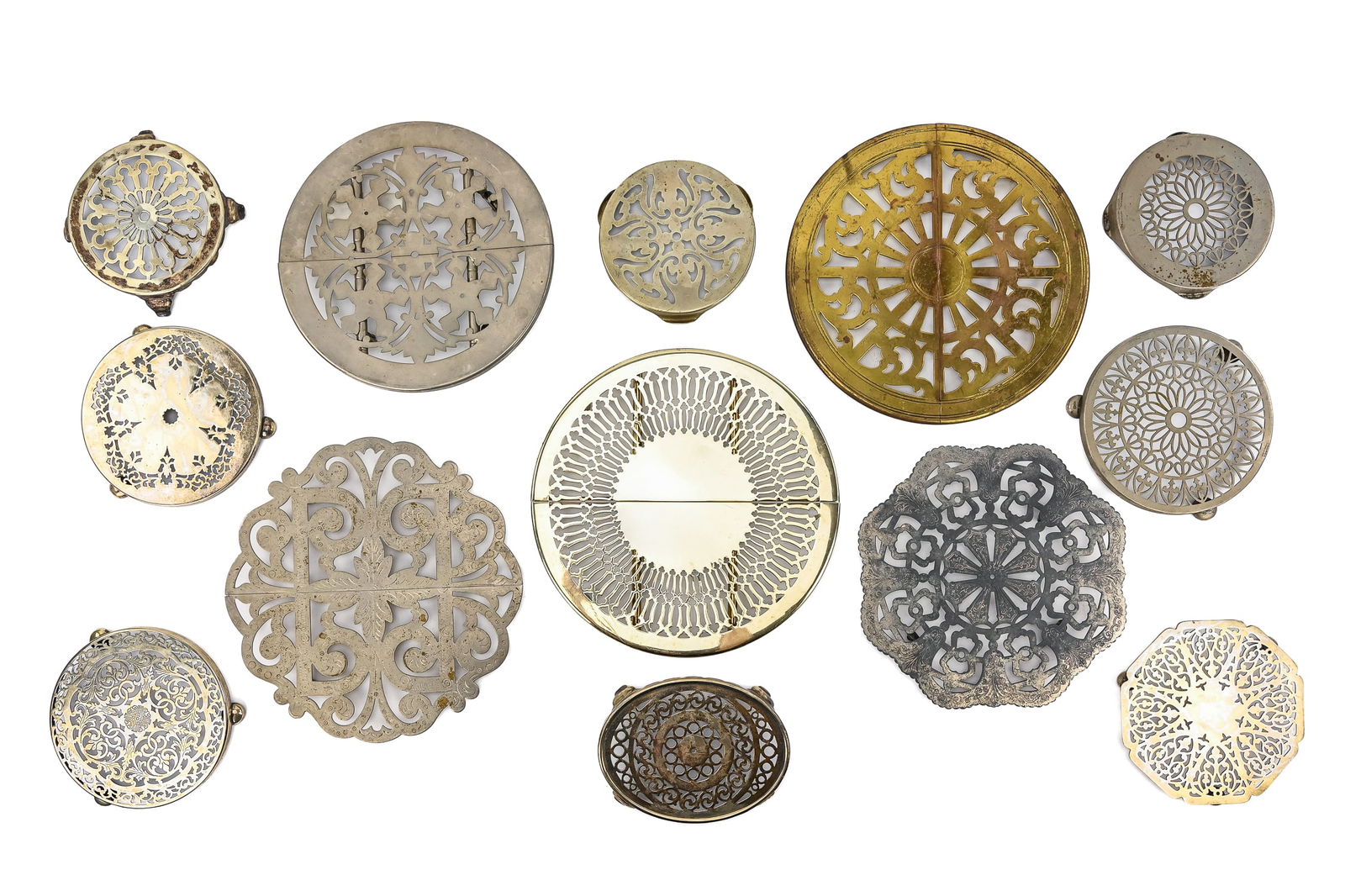 Assorted Metal Trivets, Silver Plate, Pewter & Brass (18 Pieces) (1 of 9)