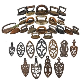 Group of 30 Cast Iron Trivets and Irons