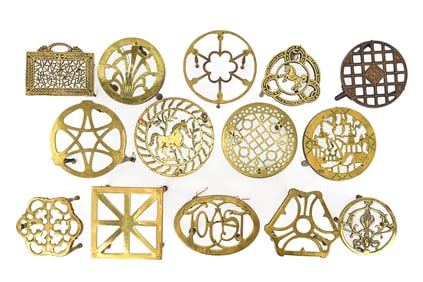 Group of 14 Brass Trivets