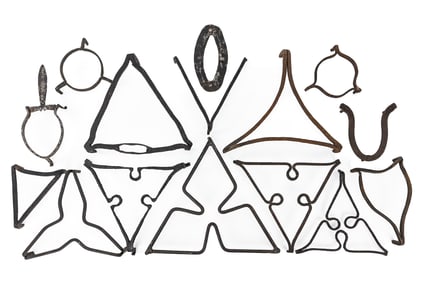 Group of 15 Wrought Iron Triangular Trivets