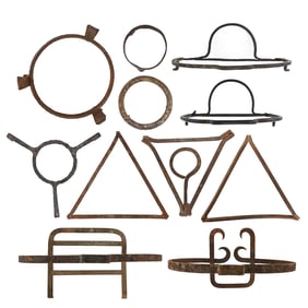 Cast and Wrought Iron Griddles and Trivets (11 pcs)