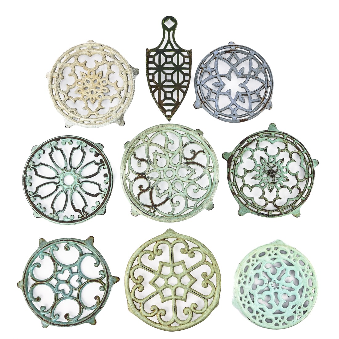 Enameled Cast Iron Trivets (9 pcs) (1 of 9)