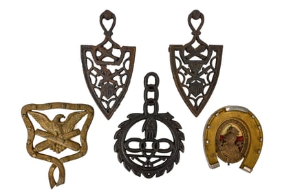 Five Cast Iron and Brass Trivets