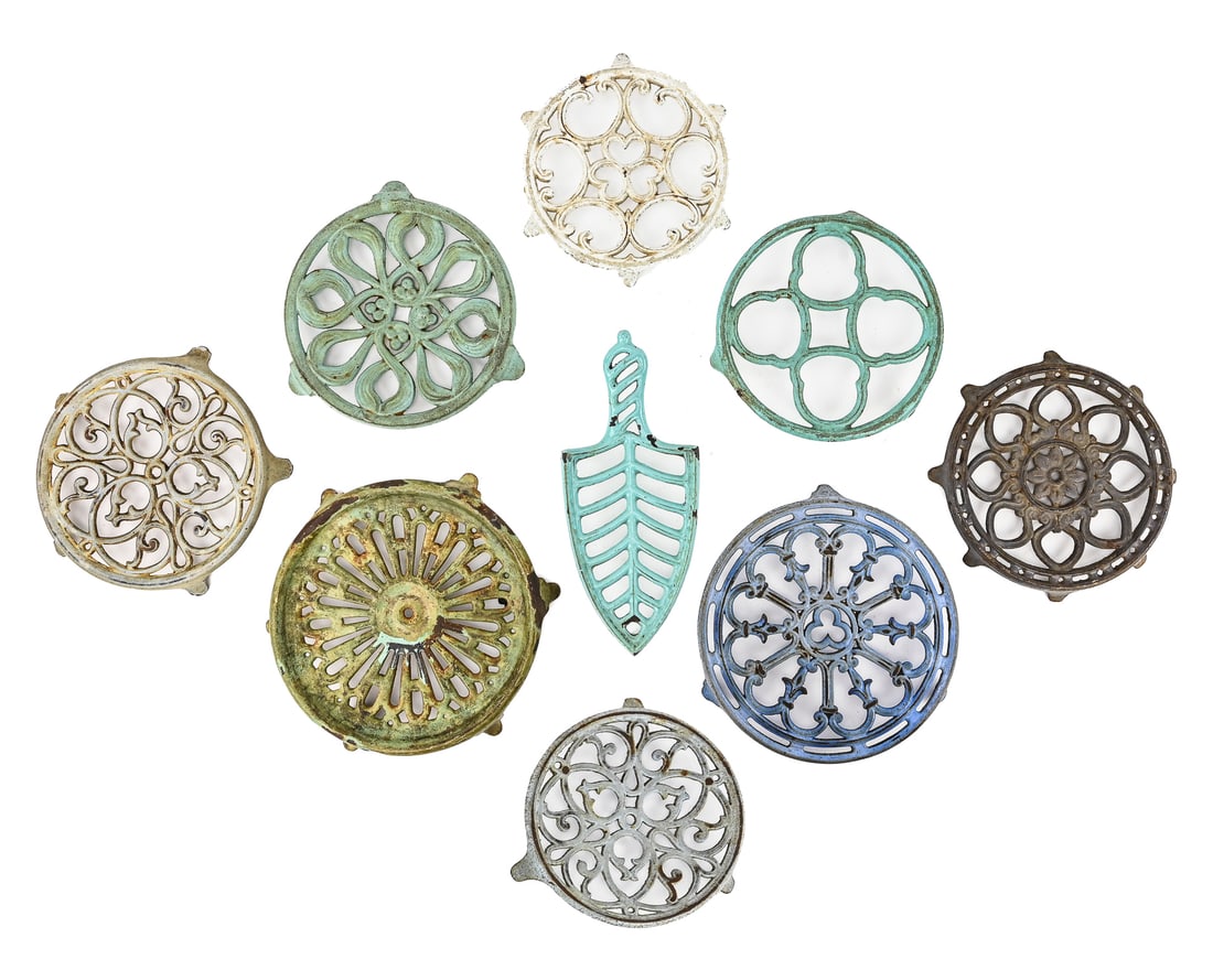Enamel Cast Iron Trivets (9 pcs) (1 of 10)