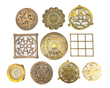 Brass Decorative Trivets, 9 pcs