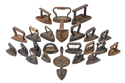 Group of 23 Antique Clothing and Sad Irons