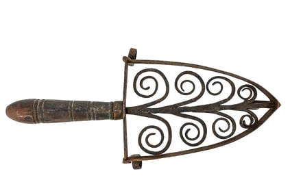 Antique Sad Iron Trivet with Fern Decoration