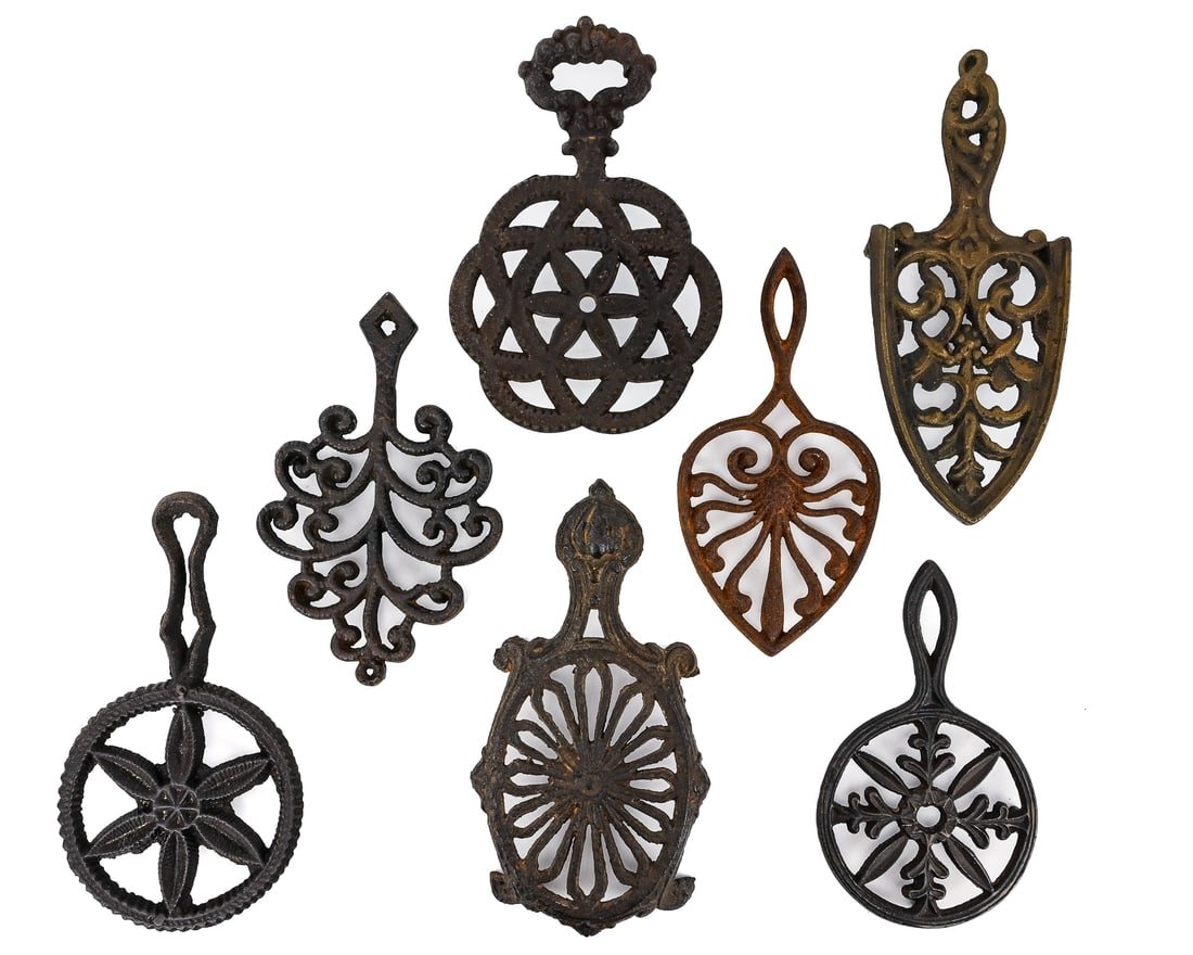Cast Iron Trivets with Floral & Medallion Designs (1 of 8)
