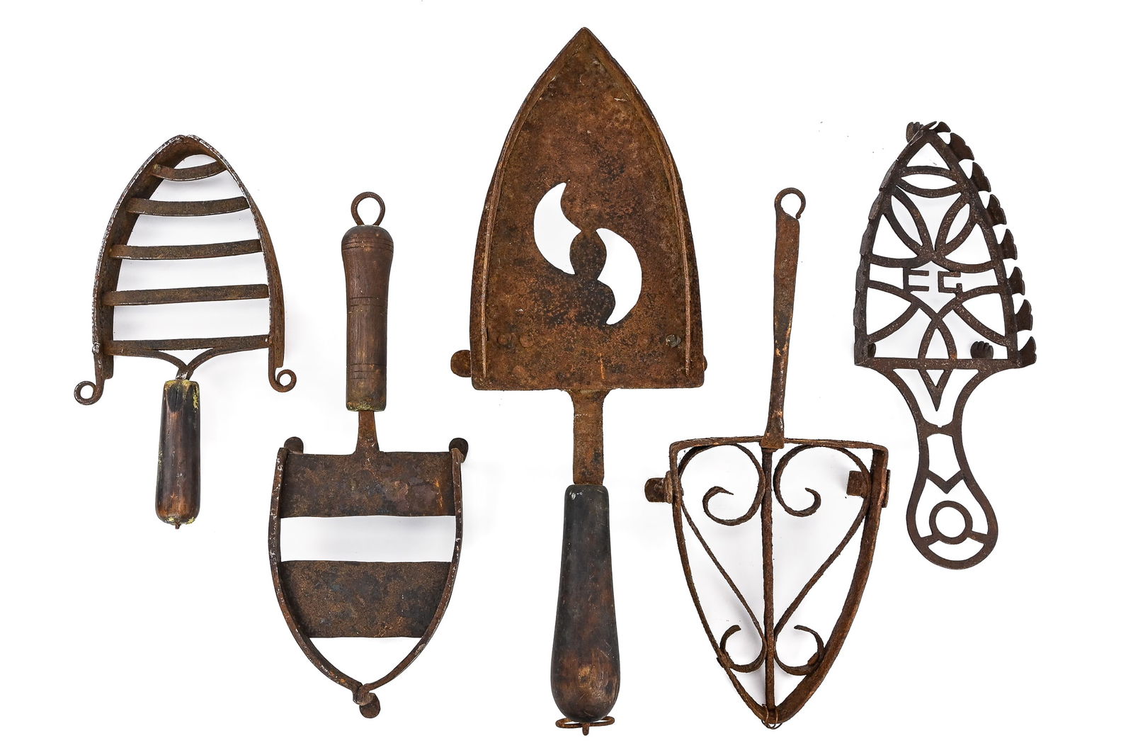 18th–19th Century Wrought Iron Spade Trivets (5 pcs) (1 of 6)