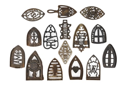 Lot of 15 Antique Cast Iron Trivets