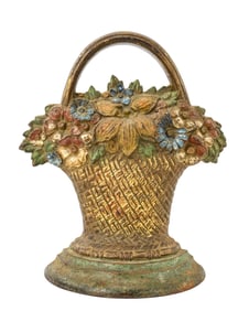 Painted Cast Iron Bouquet of Flowers Doorstop