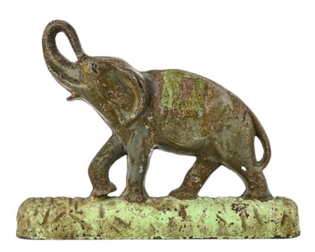 Vintage Cast Iron Elephant Doorstop with Blanket