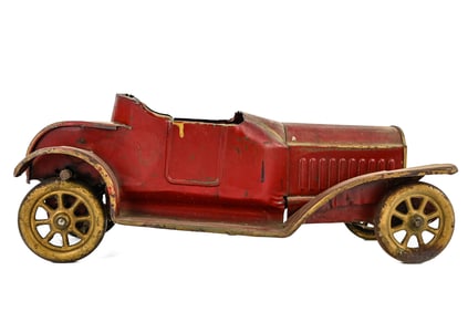 Red & Gold Tin Push Touring Car