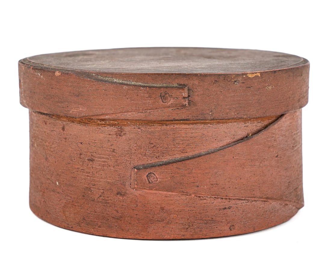 Small Finger Lapped Pantry Box in Dark Salmon Paint (1 of 7)