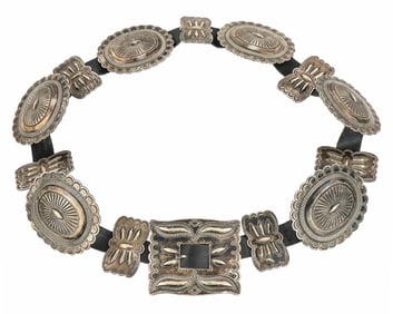 Navajo Concho Belt Signed Roser Skeet Jr.