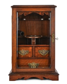 Fine Oak Locking Case Smoking Cabinet